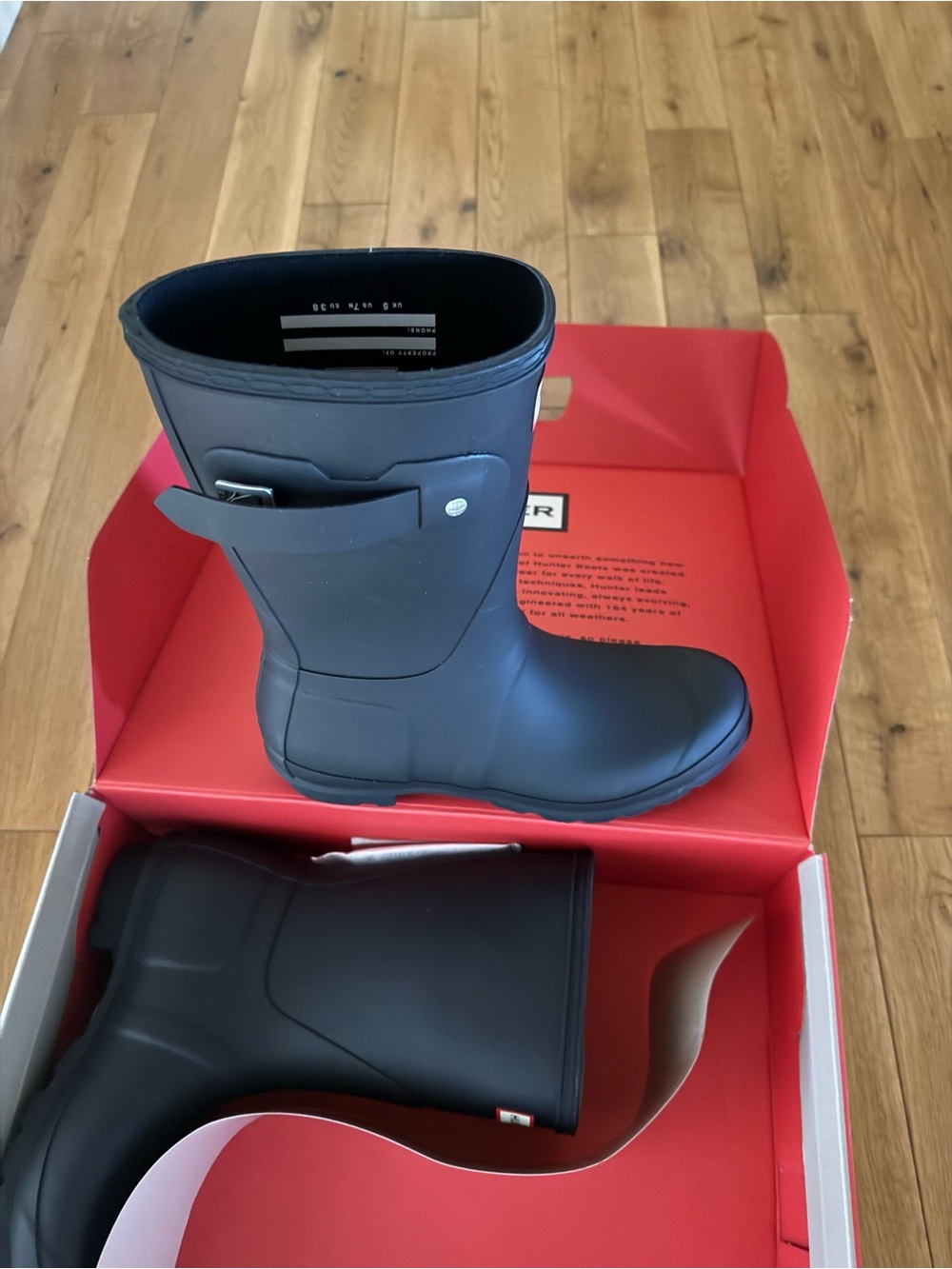 Hunter Black Short Rain Boots with Silver Buckle - Picture 3 of 6